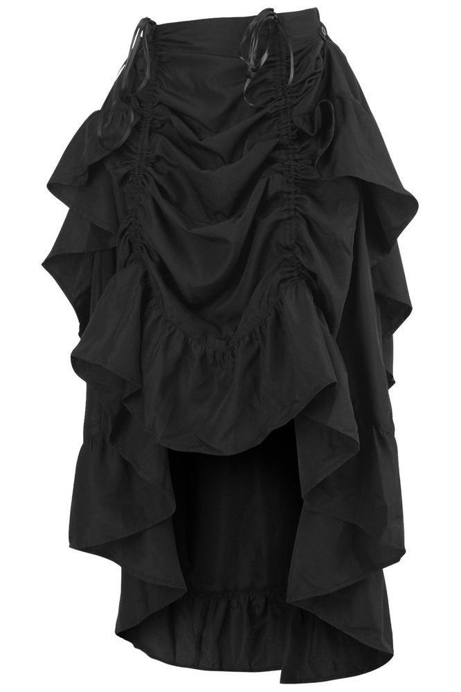 Black Crepe Adjustable High Low Skirt - Daisy Corsets