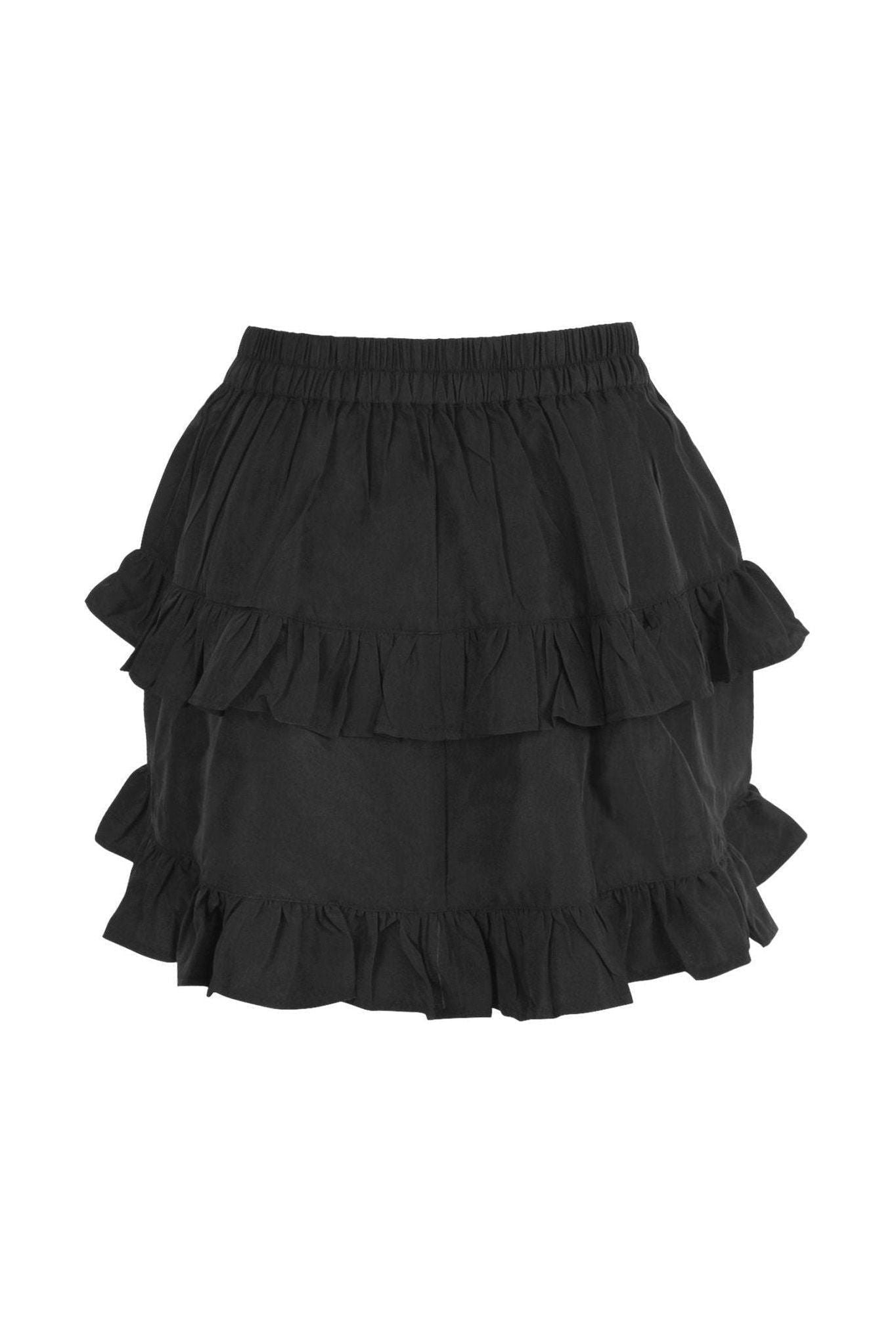 Black Crepe Ruched Bustle Skirt - Daisy Corsets