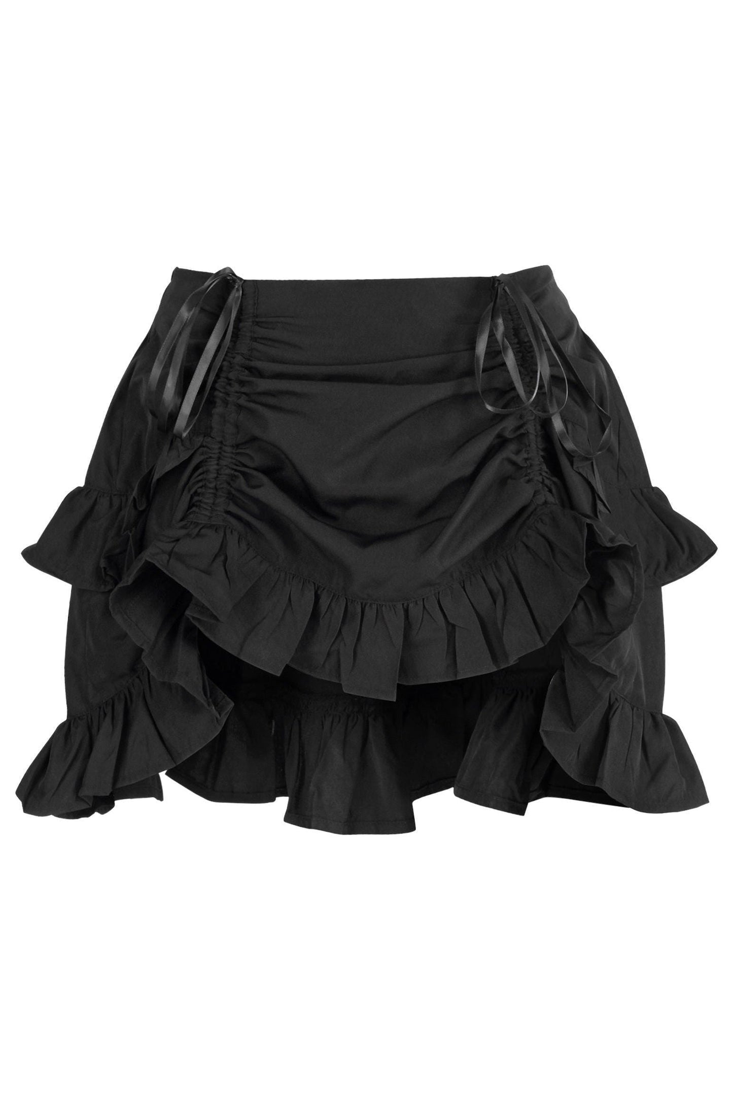 Black Crepe Ruched Bustle Skirt - Daisy Corsets