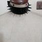 Black Faux Leather & Black Metallic Spike Choker - Daisy Corsets