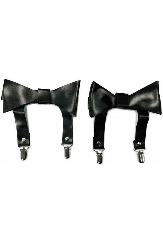 Black Faux Leather Garters set of 2