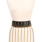 Black Faux Leather & Gold Metallic Chain Fringe Skirt - Daisy Corsets