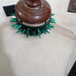Black Faux Leather & Green Metallic Spike Choker - Daisy Corsets