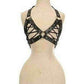 Black Faux Leather Lace - Up Bra Top - Black - Daisy Corsets
