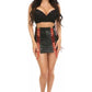 Black Faux Leather Lace - Up Skirt w/Red Lacing - Daisy Corsets