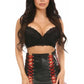 Black Faux Leather Lace - Up Skirt w/Red Lacing - Daisy Corsets