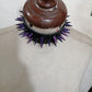 Black Faux Leather & Purple Metallic Spike Choker - Daisy Corsets