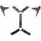 Black Faux Leather & Rainbow Holo Butterfly Wing Harness - Daisy Corsets