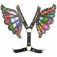 Black Faux Leather & Rainbow Holo Butterfly Wing Harness - Daisy Corsets