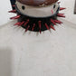 Black Faux Leather & Red Metallic Spike Choker - Daisy Corsets