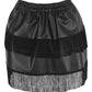 Black Faux Leather Ruched Bustle Skirt w/Fringe - Daisy Corsets