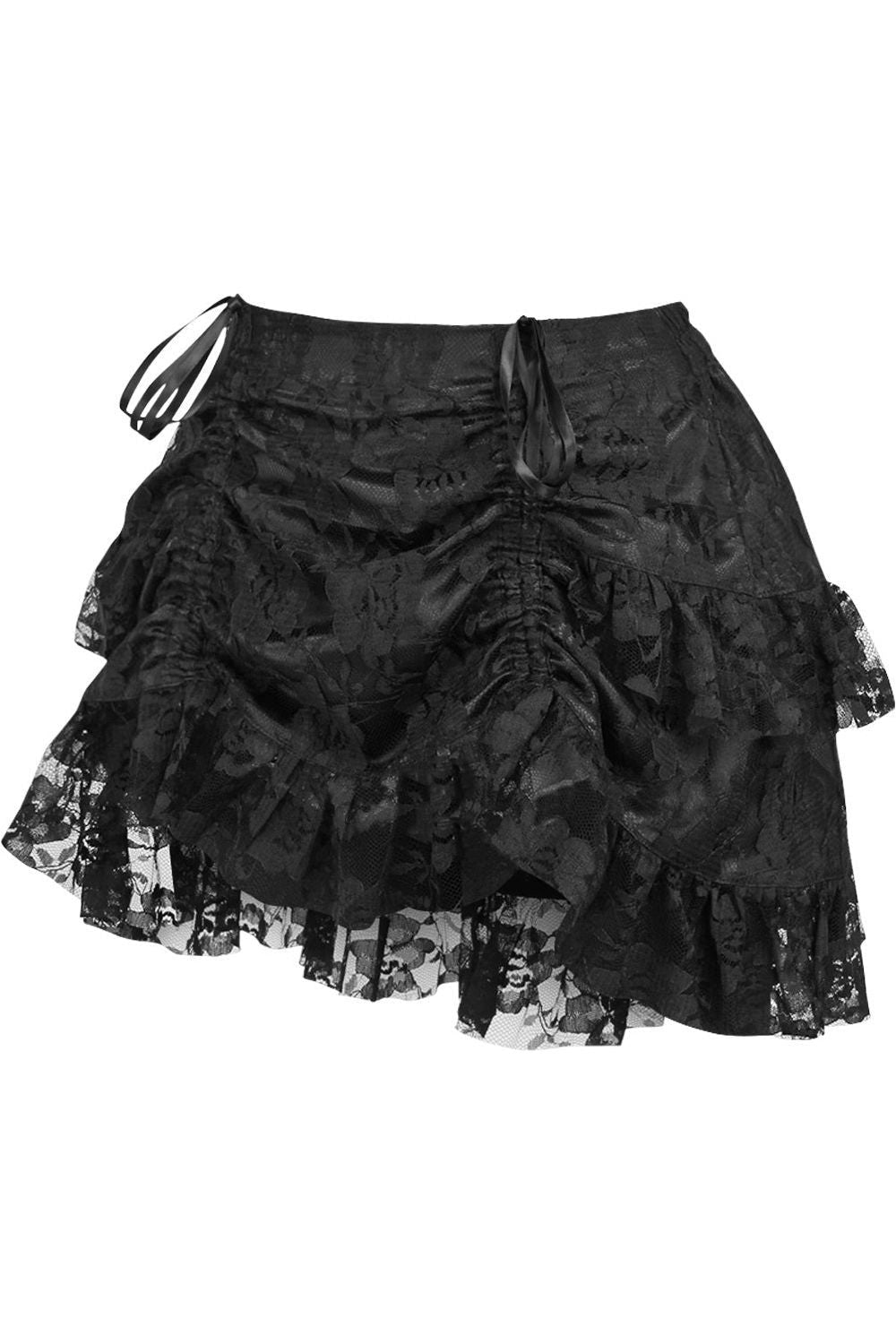 Black Lace Ruched Bustle Skirt - Daisy Corsets