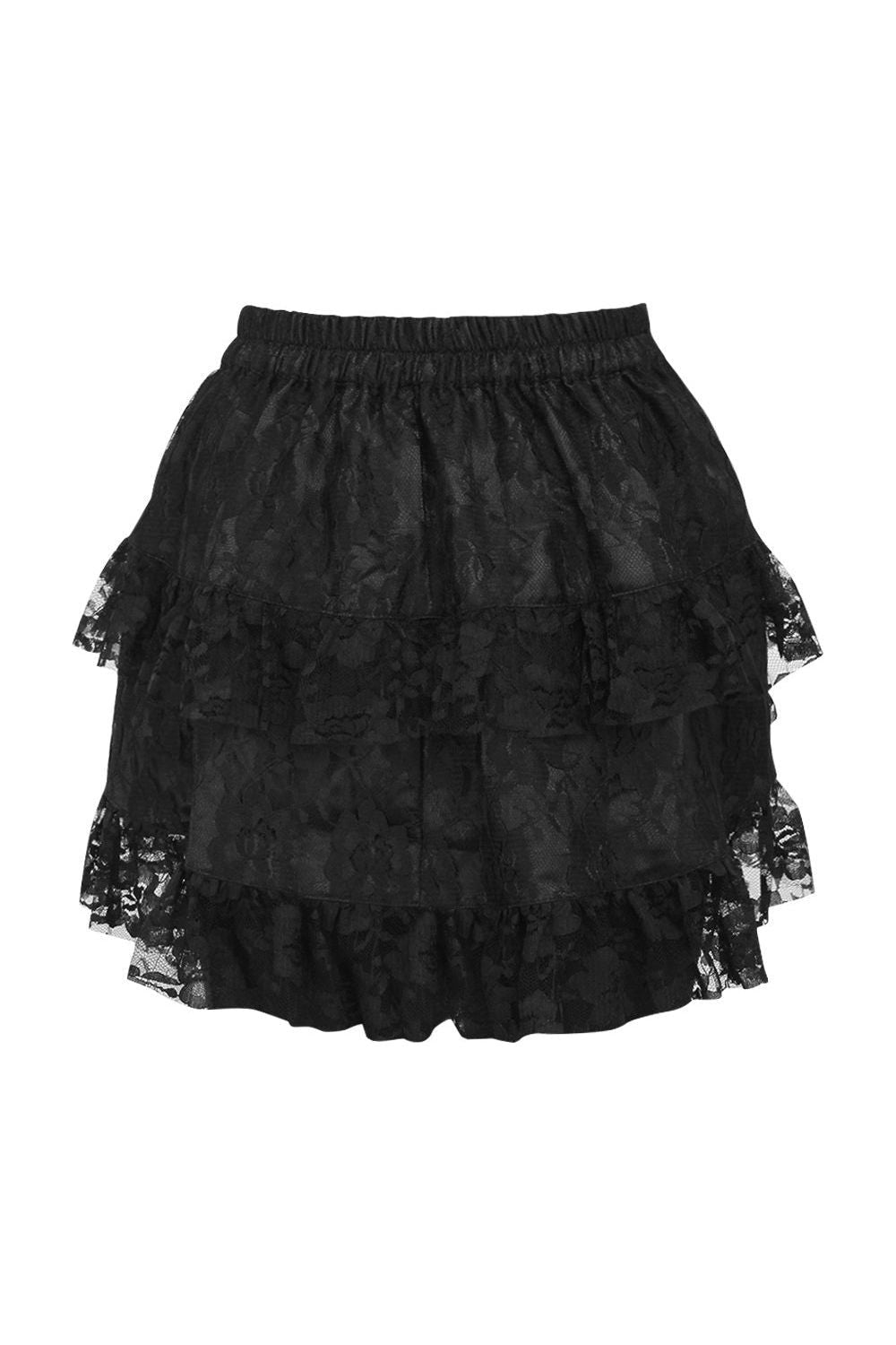 Black Lace Ruched Bustle Skirt - Daisy Corsets