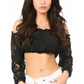 Black Lined Lace Long Sleeve Peasant Top - Daisy Corsets