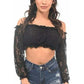 Black Lined Lace Long Sleeve Peasant Top - Daisy Corsets