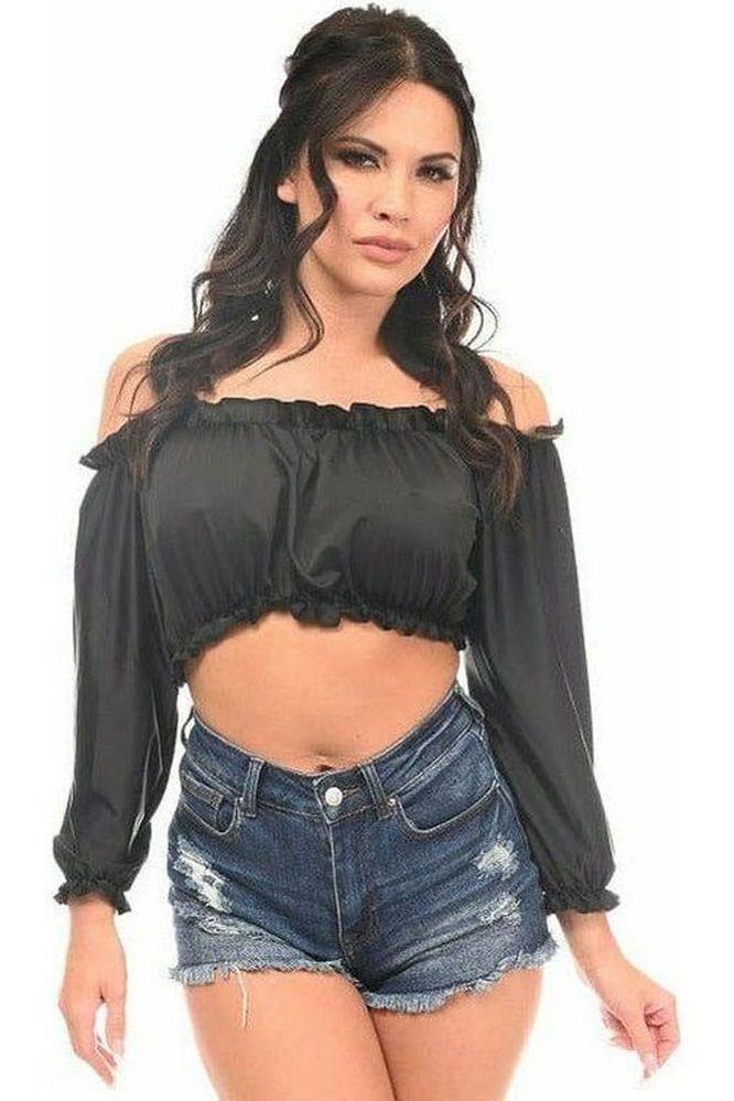 Black Long Sleeve Peasant Top - Daisy Corsets