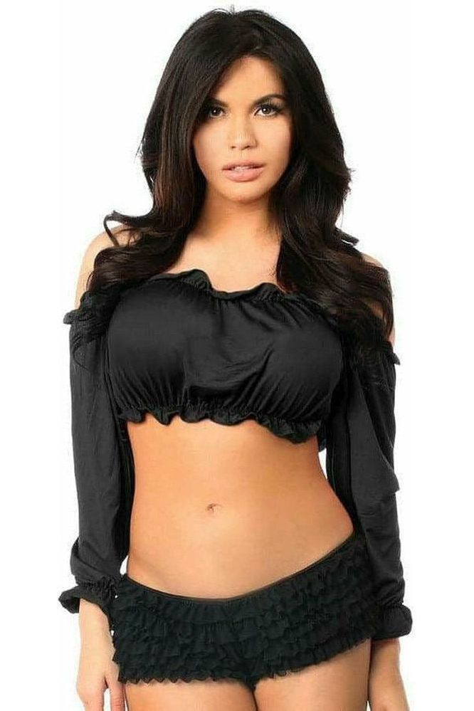 Black Long Sleeve Peasant Top - Daisy Corsets