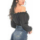 Black Long Sleeve Peasant Top - Daisy Corsets