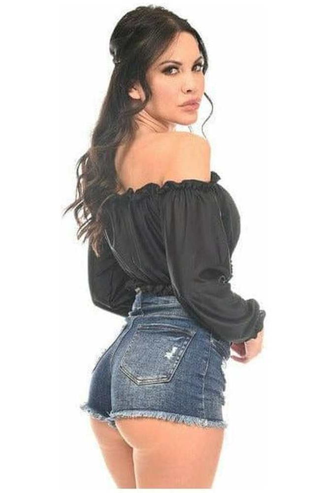 Black Long Sleeve Peasant Top - Daisy Corsets