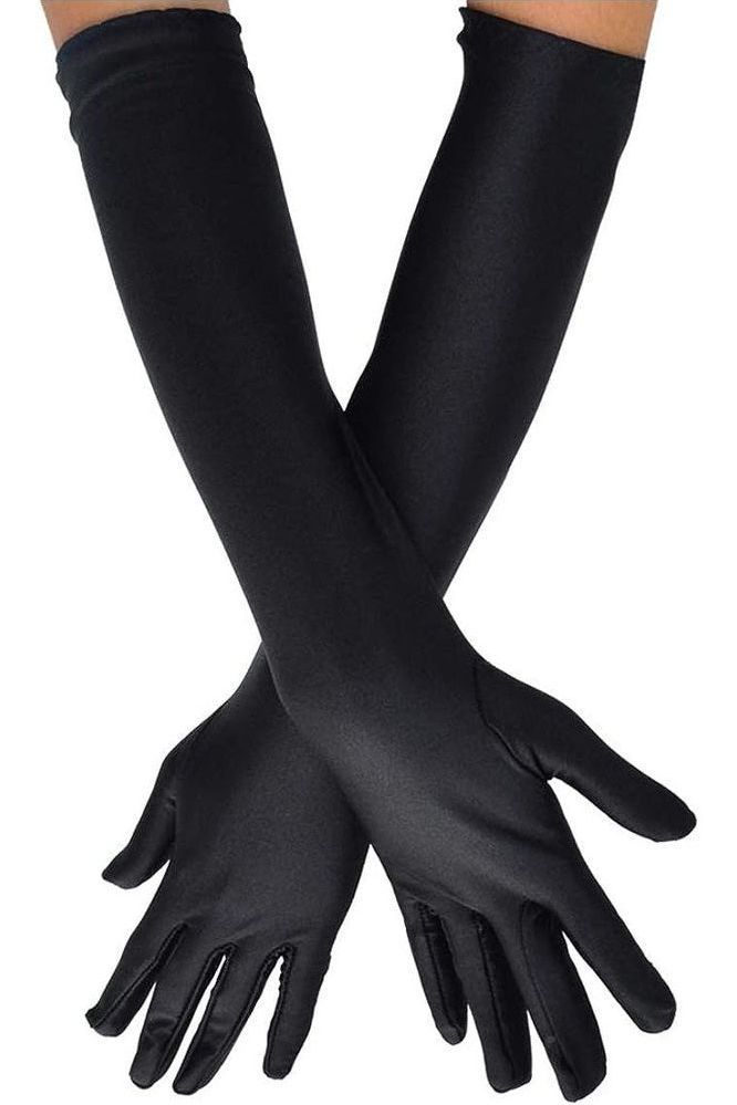 Black Satin Gloves - Long - Daisy Corsets