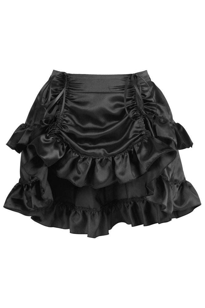 Black Satin Ruched Bustle Skirt - Daisy Corsets
