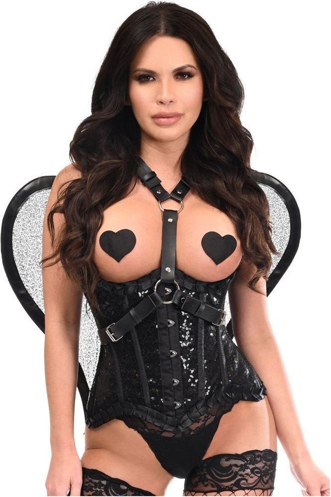 Black Sequin Angel Wings Body Harness - Daisy Corsets