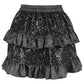 Black Sequin Ruched Bustle Skirt