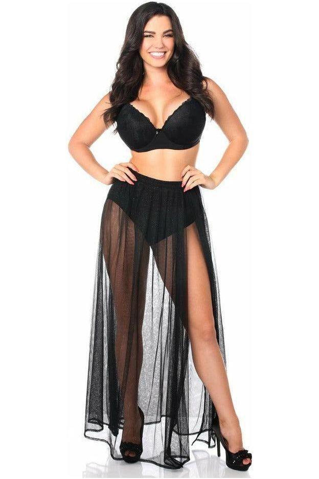 Black Sheer Glitter Skirt - Daisy Corsets