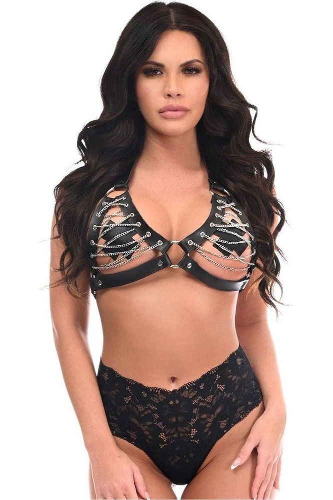 Black & Silver Chain Triangle Top Body Harness - Daisy Corsets