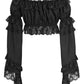 Black Smocked Flare Sleeve Peasant Top - Daisy Corsets