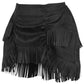 Black Suede Ruched Bustle Skirt w/Fringe - Daisy Corsets