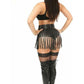 Black Vegan Leather Fringe Mini Skirt - Daisy Corsets
