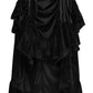 Black Velvet Adjustable High Low Bustle Skirt - Daisy Corsets