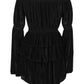 Black Velvet Ruffle Dress - Daisy Corsets