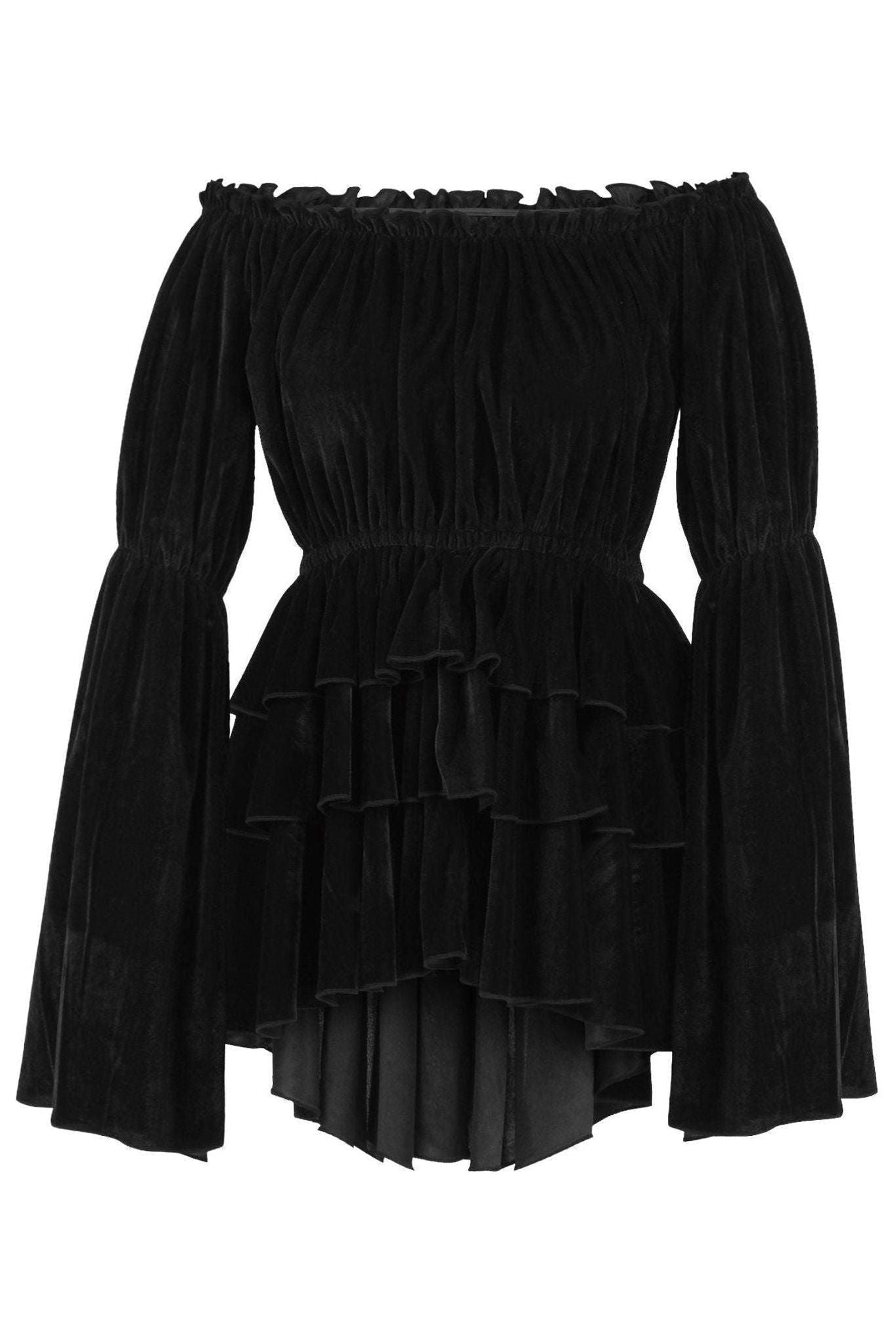 Black Velvet Ruffle Dress - Daisy Corsets