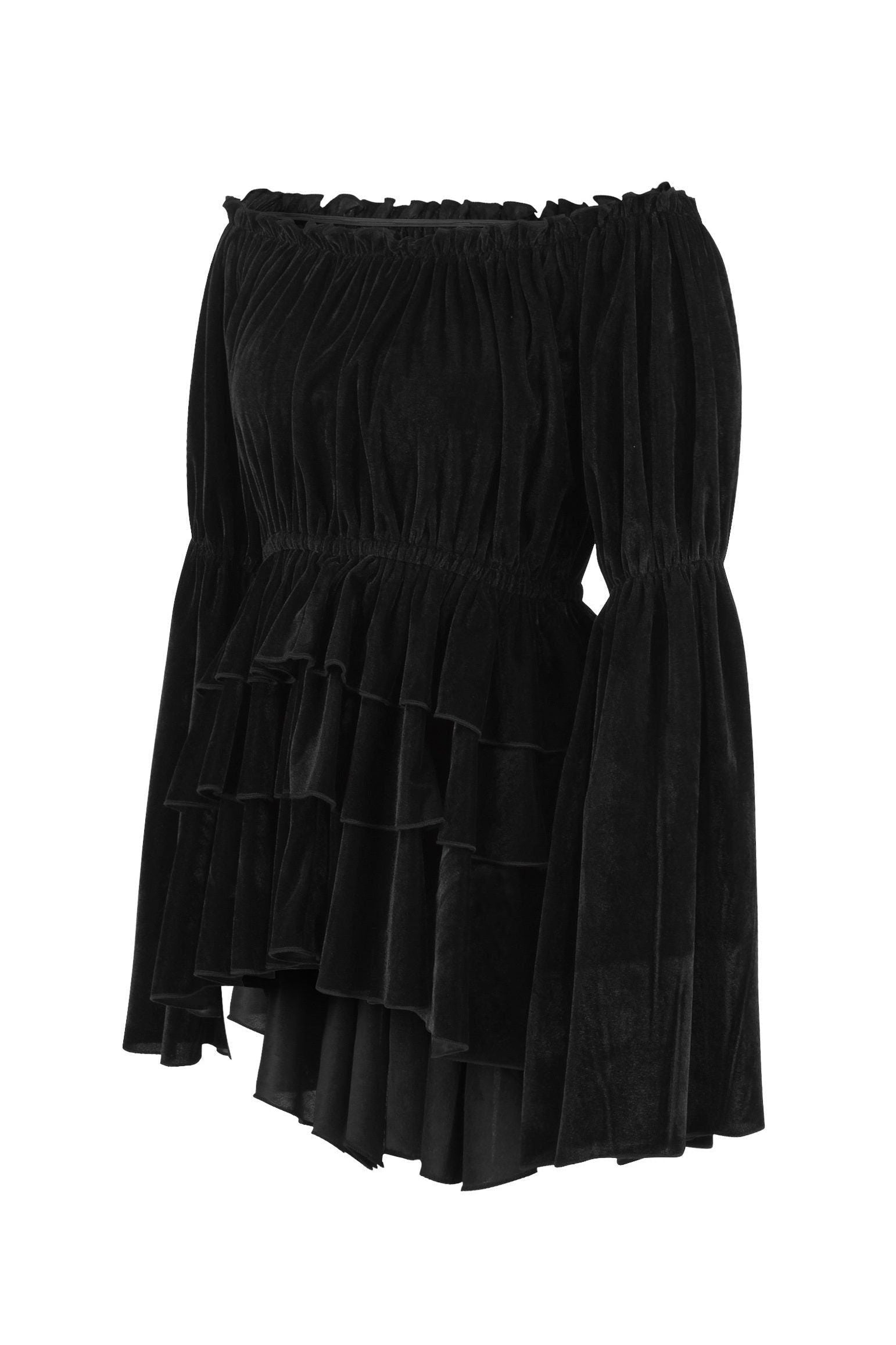 Black Velvet Ruffle Dress - Daisy Corsets