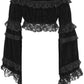 Black Velvet Smocked Flare Sleeve Peasant Top - Daisy Corsets