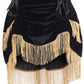 Black Velvet w/Gold Fringe Burlesque Bustle Skirt - Daisy Corsets