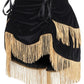 Black Velvet w/Gold Fringe Burlesque Bustle Skirt - Daisy Corsets