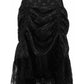 Black w/Black Lace Overlay Ruched Bustle Skirt - Daisy Corsets