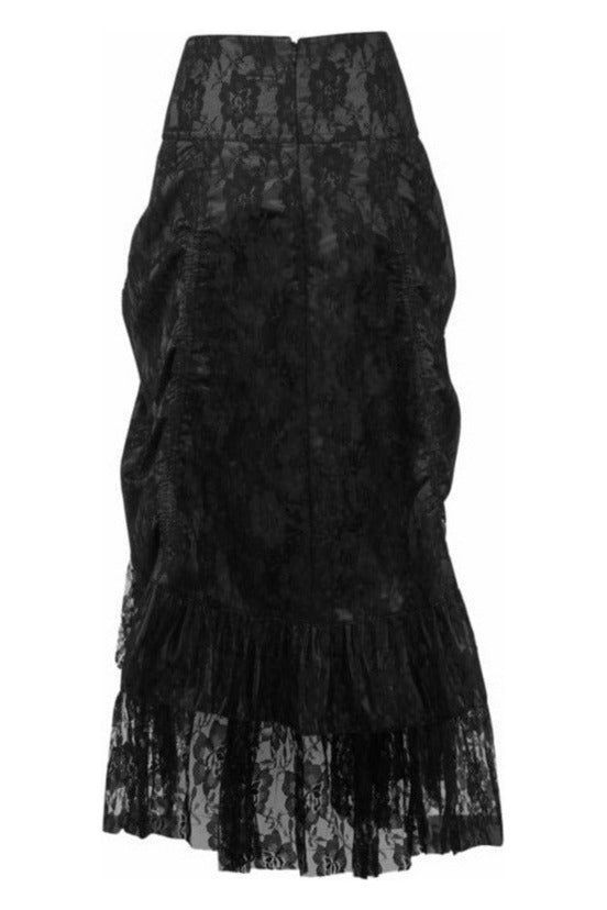Black w/Black Lace Overlay Ruched Bustle Skirt - Daisy Corsets