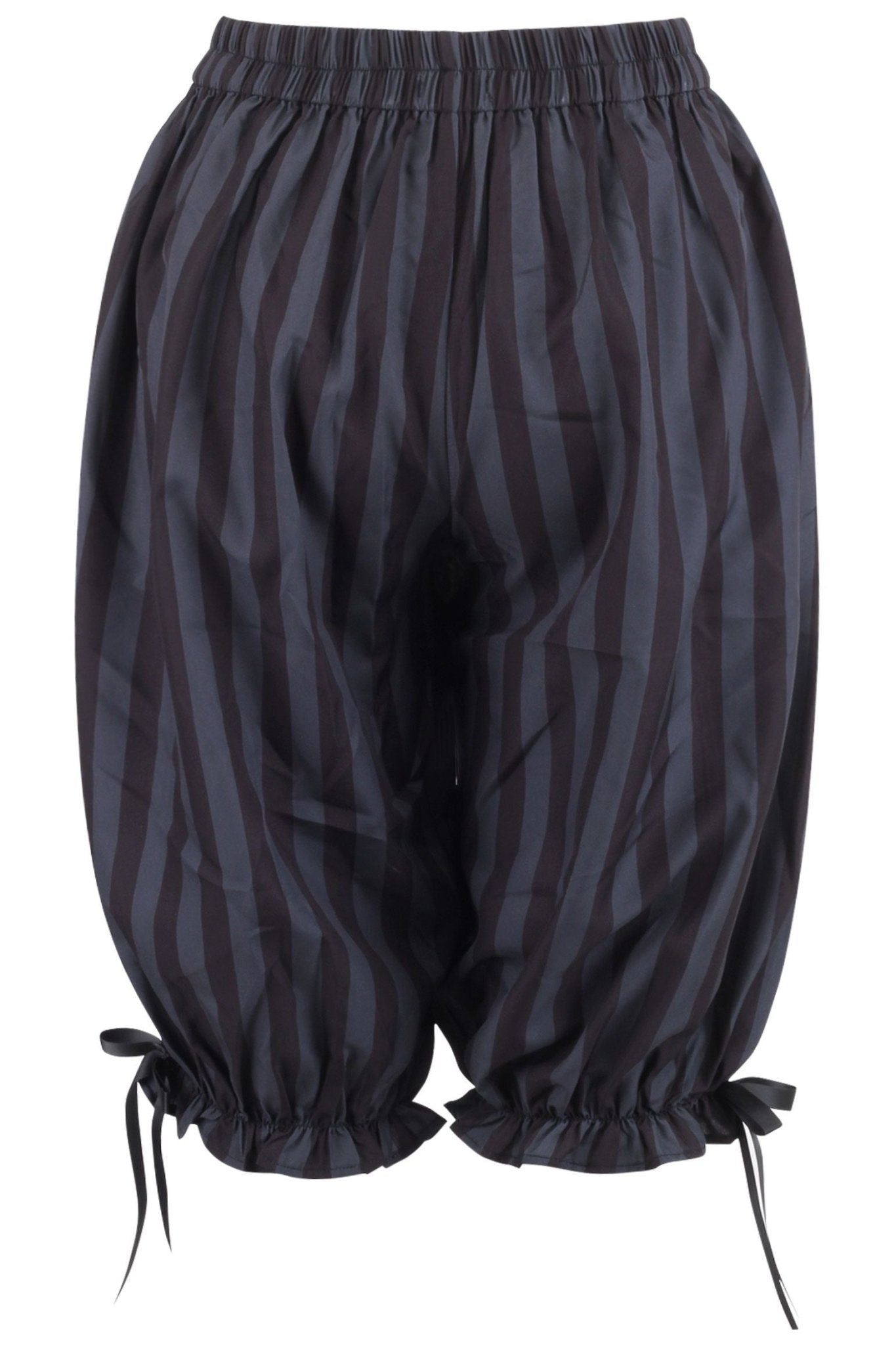 Black/Dark Grey Striped Crepe Long Bloomers - Daisy Corsets