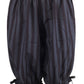Black/Dark Grey Striped Crepe Long Bloomers - Daisy Corsets