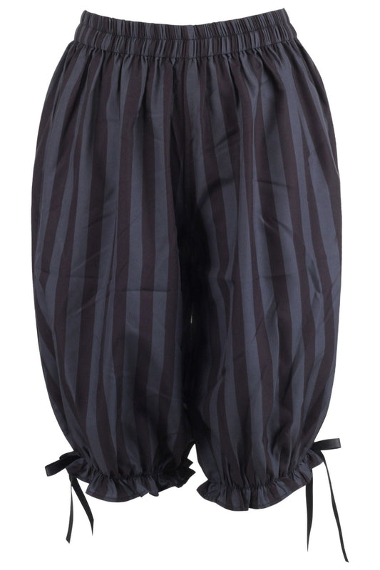 Black/Dark Grey Striped Crepe Long Bloomers - Daisy Corsets