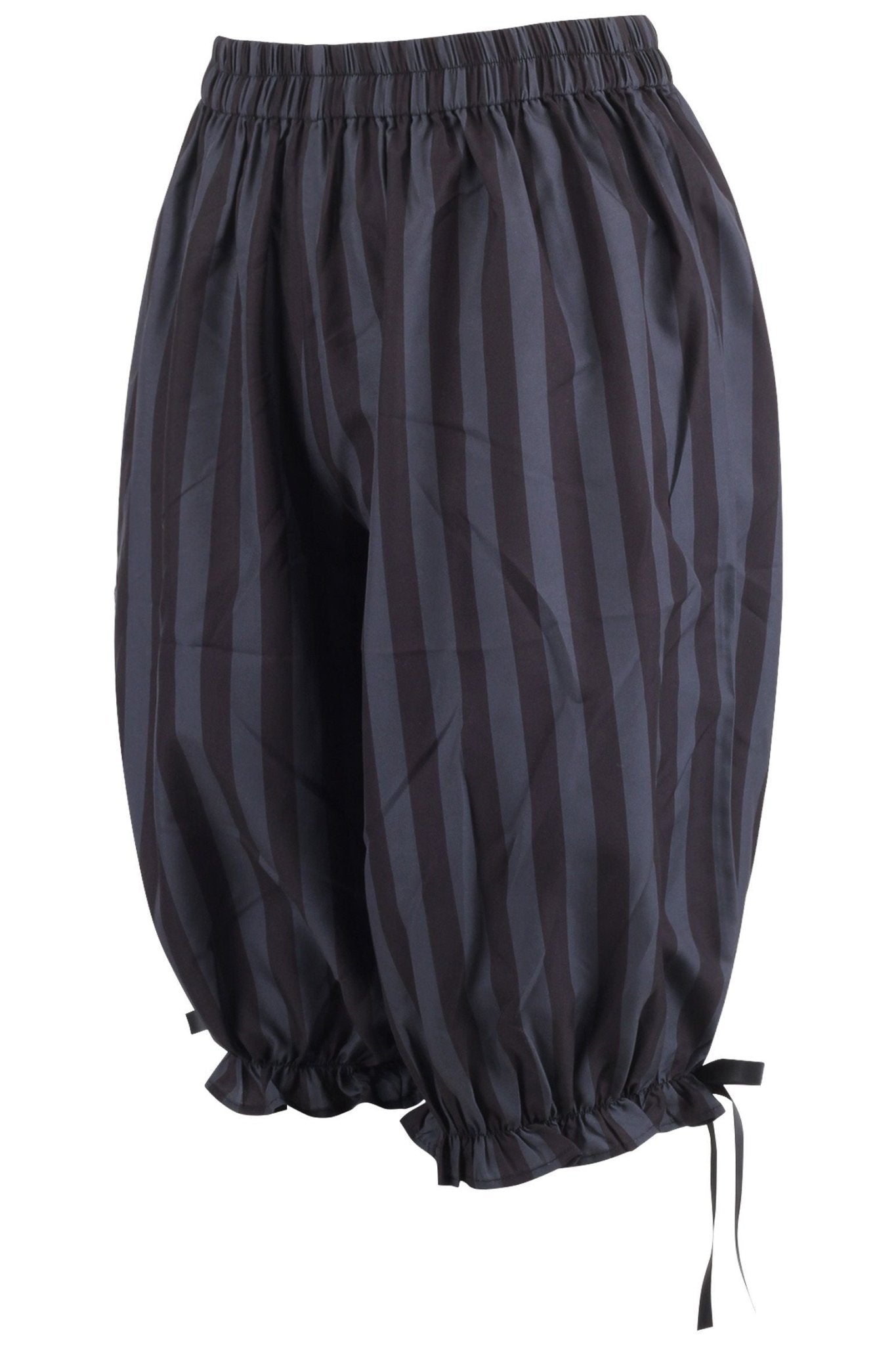 Black/Dark Grey Striped Crepe Long Bloomers - Daisy Corsets