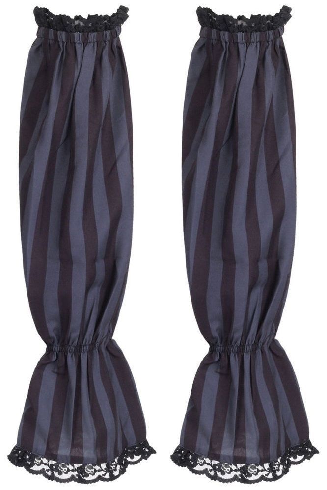 Black/Dark Grey Striped Smocked Sleeves - Daisy Corsets