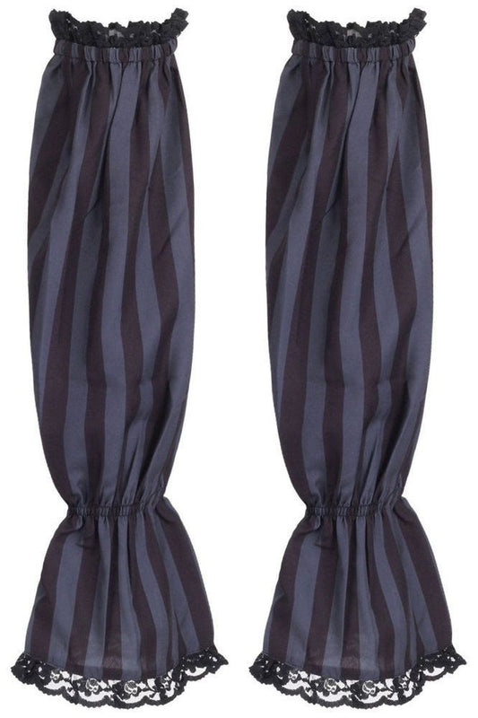Black/Dark Grey Striped Smocked Sleeves - Daisy Corsets