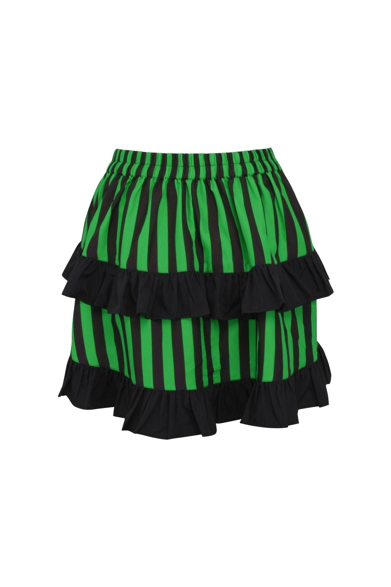 Black/Green Striped Ruched Bustle Skirt - Daisy Corsets