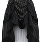 Black/Grey Stripe Adjustable High Low Skirt - Daisy Corsets