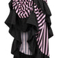Black/Pink Stripe Adjustable High Low Skirt - Daisy Corsets